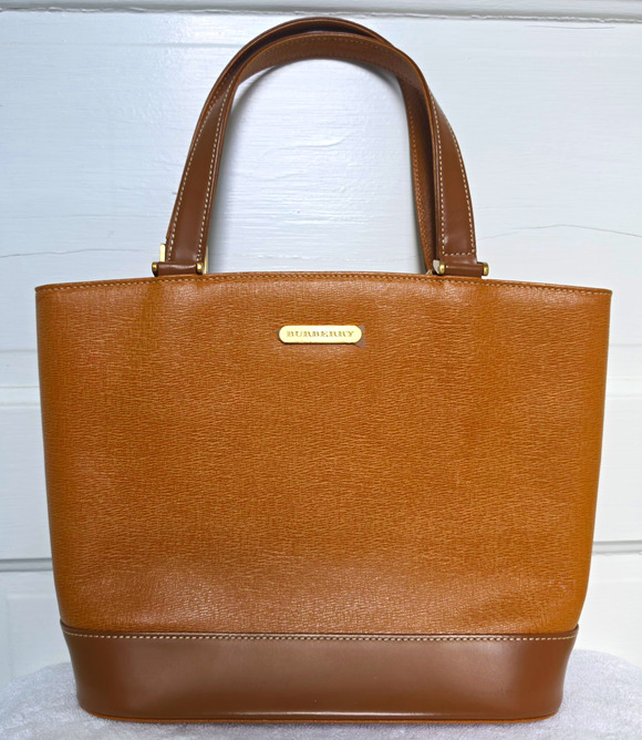 Burberry Handbags - Burberry Brown Tote Bag Zip Top Check Lining Gold Hardware Inner Pockets